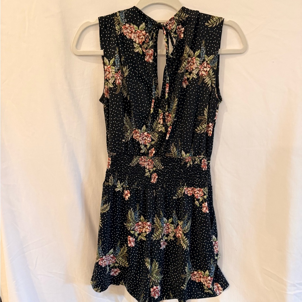CAbi Black Floral and Polka Dot Dress